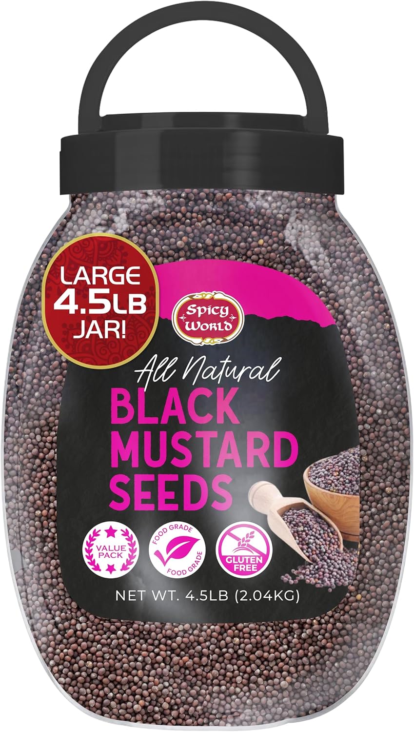 Black Mustard Seeds Whole 4.5 LB Bulk Jar - All Natural, Gluten Free, 100% Pure, Robust Flavor - by Spicy World