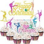43 Pieces Gymnast Cake Toppers Glitter Gymnastics Cake Decorations Gymnastics Cupcake Toppers Gymnast Party Decorations Gymnastics Silhouette Cake Decorations for Baby Shower Party Supplies