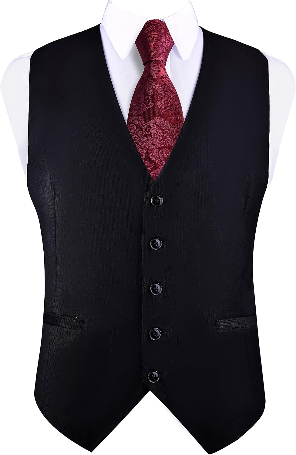 GUSLESON Men's V-Neck Suit Vests Solid Color Formal Slim Fit Business Dress Vest Waistcoat