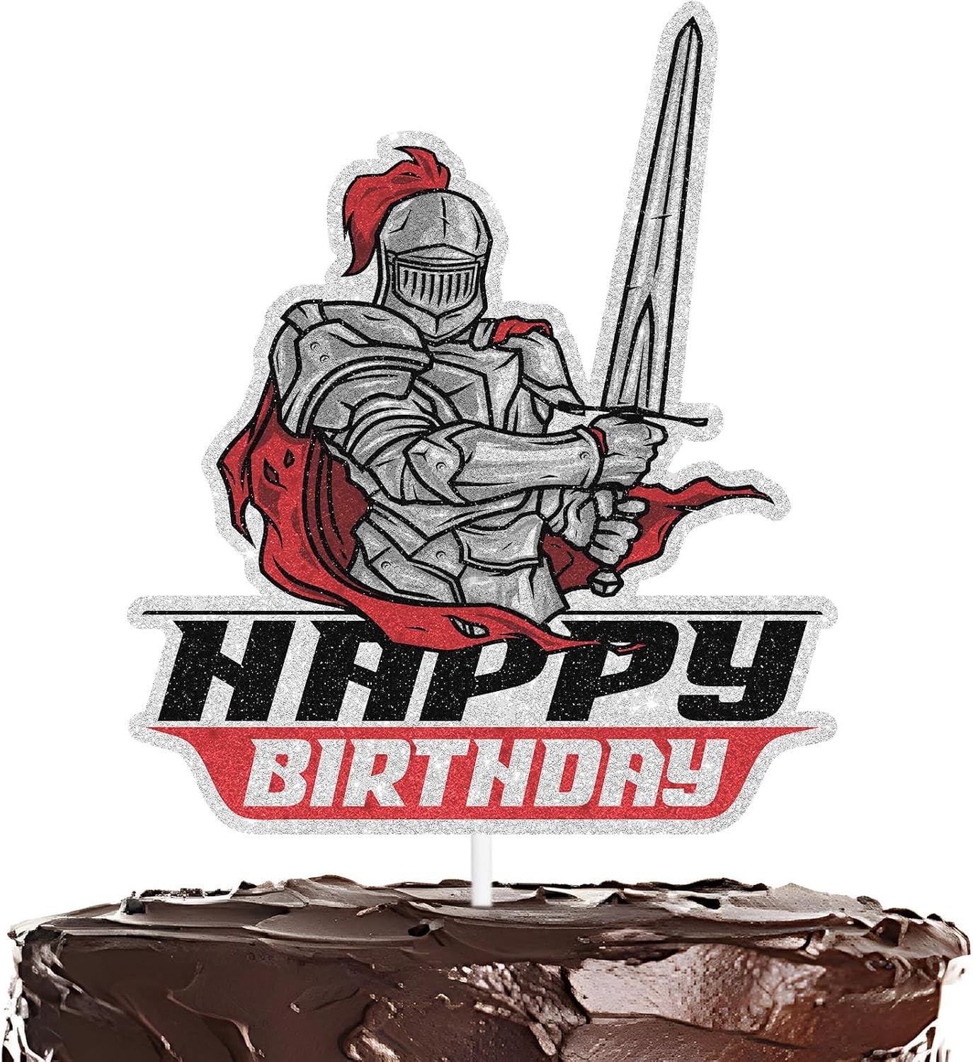 Medieval Knight Happy Birthday Cake Topper,Cheer to Medieval Knights Party Theme For Boys And Man Birthday Decorations Supplies