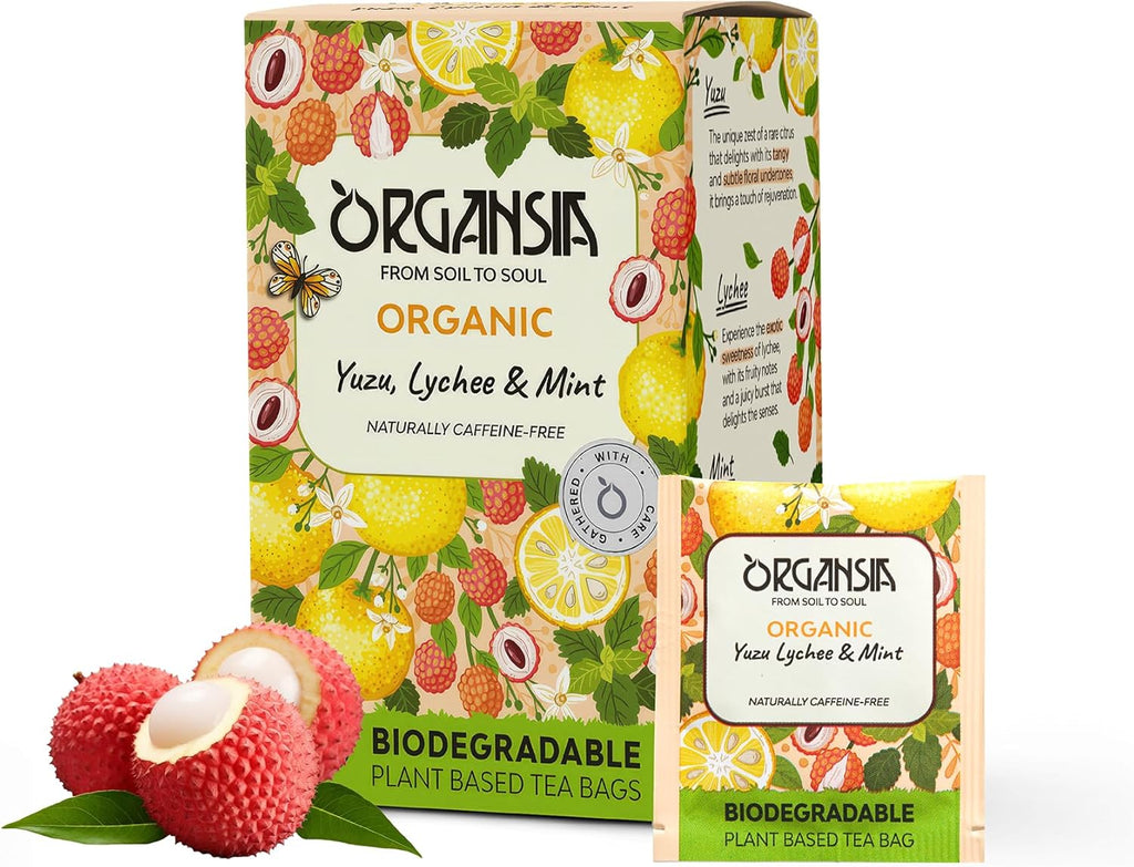 Organsia Herbal Tea -Yuzu, Lychee & Mint - Certified Organic - Caffeine Free