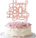 1 Pack Happy 80th Birthday Cake Topper Rose Gold Glitter 80 & Fabulous Cheers to 80 Years Old Birthday Cake Pick for Celebrating 80th Birthday Anniversary Party Cake Decorations Supplies