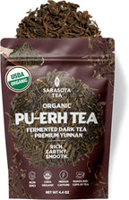Pu-erh Tea Loose Leaf 4.4 oz | Aged Fermented Dark Tea | Smooth Earthy Flavor | Bulk Loose Leaf