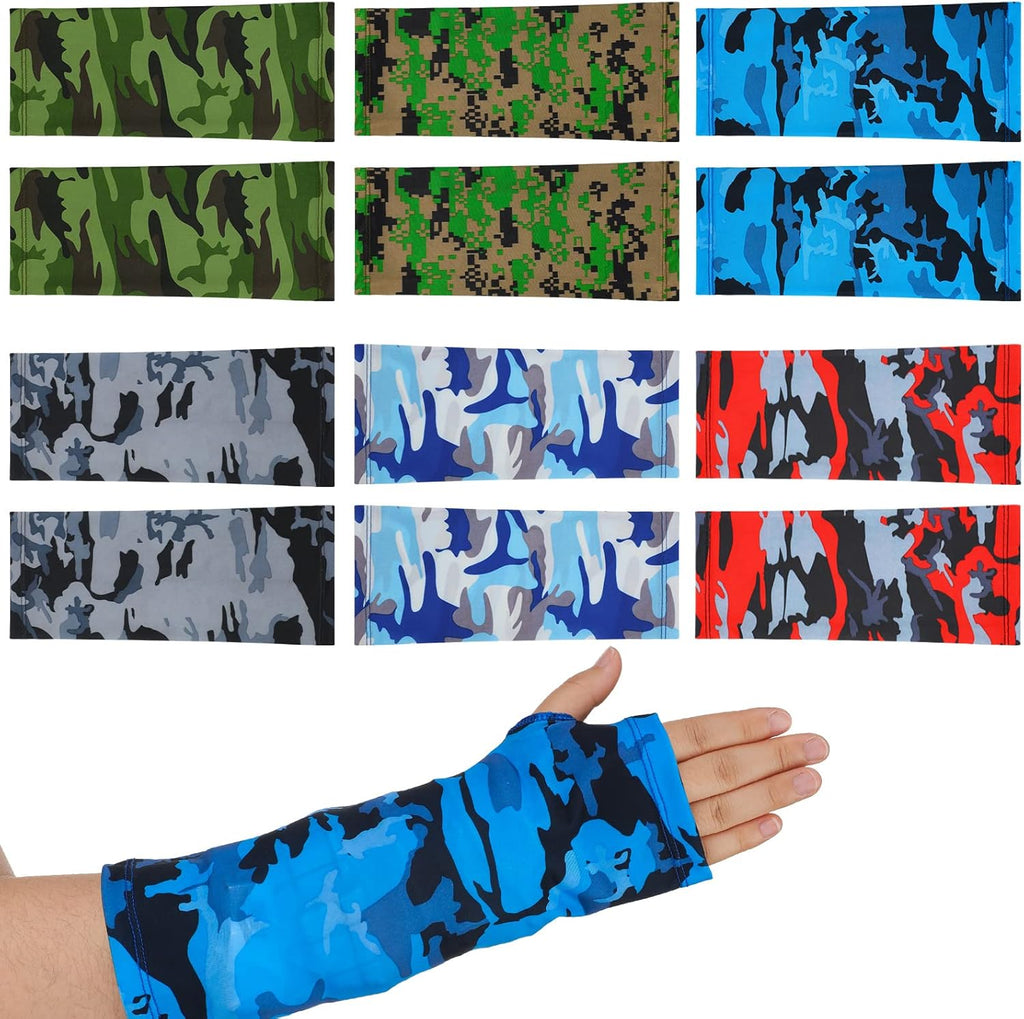 Boao 12 Pcs Arm Cast Cover Protector Short Long Camo Arm Sling Sleeve Decorations Removable Washable Wrist Elbow Protection