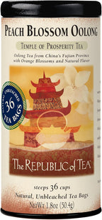 The Republic of Tea - Peach Blossom Oolong Tea, 1.8 oz Tin, 36 Tea Bags | Caffeinated Tea | Milk Tea