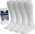 Debra Weitzner Diabetic Socks for Men and Women Over the Calf Knee High Cotton Socks Loose Fit 4 Pairs