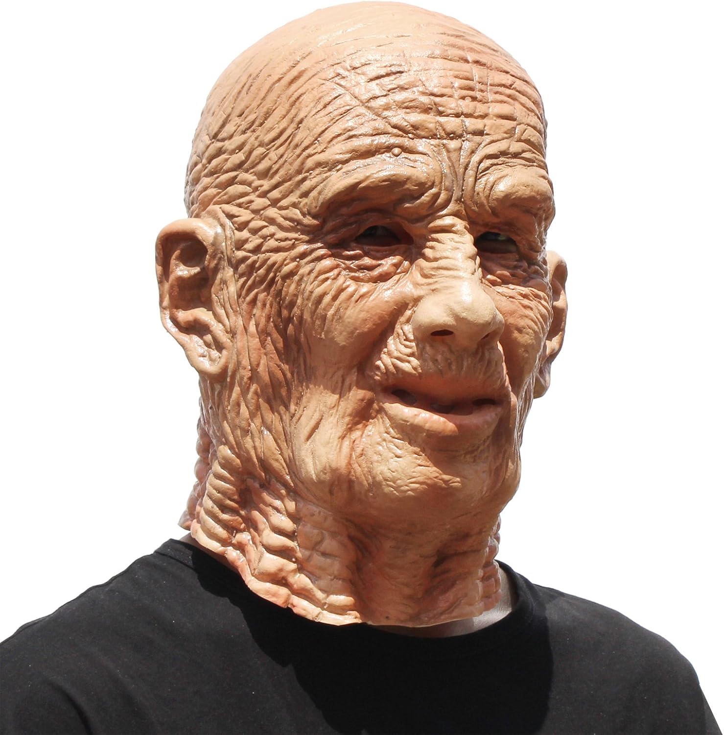 PartyHop - Old Man Mask - Realistic Halloween Latex Human Wrinkle Face Mask