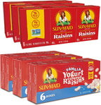Sun-Maid California Sun-Dried Raisins & Vanilla Yogurt Coated Raisins (6 Pack) Snack-Size Box - Dried Fruit Snack for Lunches and Snacks