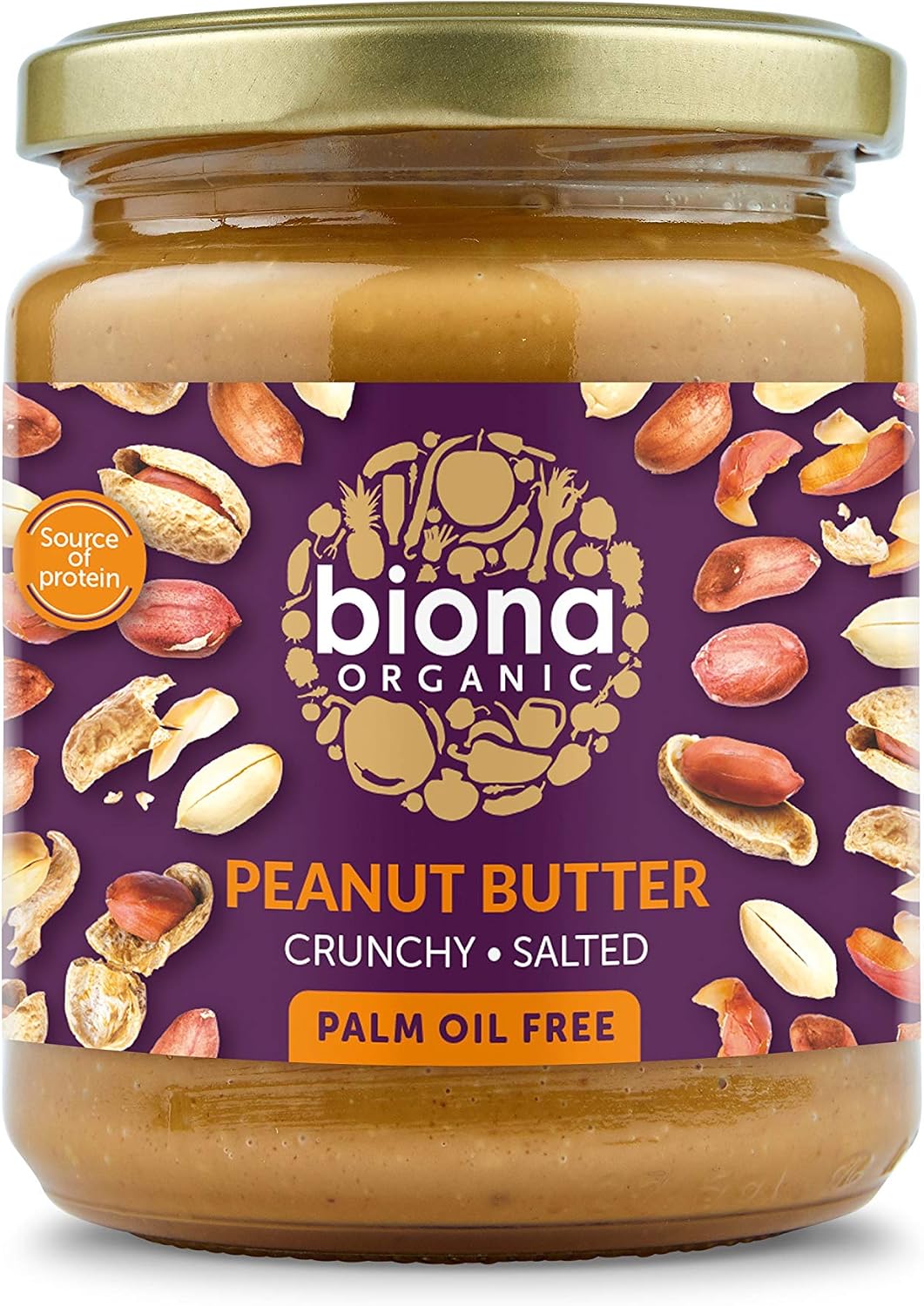 Biona Organic Peanut Butter Crunchy (free from Palm Fat) 250g - Pack of 2