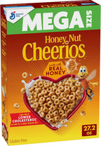 Honey Nut Cheerios, Heart Healthy Gluten Free Breakfast Cereal with Whole Grain Oats, Mega Size, 27.2 oz