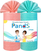 Reusable Paper Towels Washable, 2 Pack 120 Count Disposable Dish Cloths, Kitchen Washcloths Bathroom Hand Towels, Fast Dry Dishwashing Rags - Strong Absorbent - Green & Pink