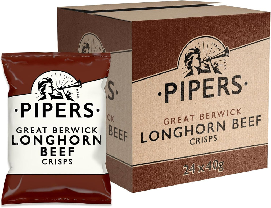 Pipers Longhorn Beef Crisps 40g x 24 Bags