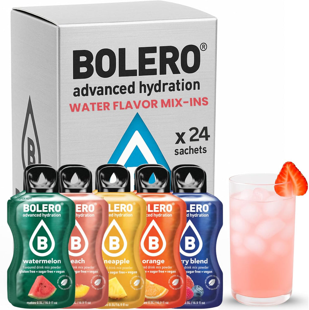 BOLERO - Sugar Free Flavor Water Drink Mix Packets Variety Fruit Flavors 24 Count | Powdered Drinks | Sachets For The Go (3 Grams Sachet)