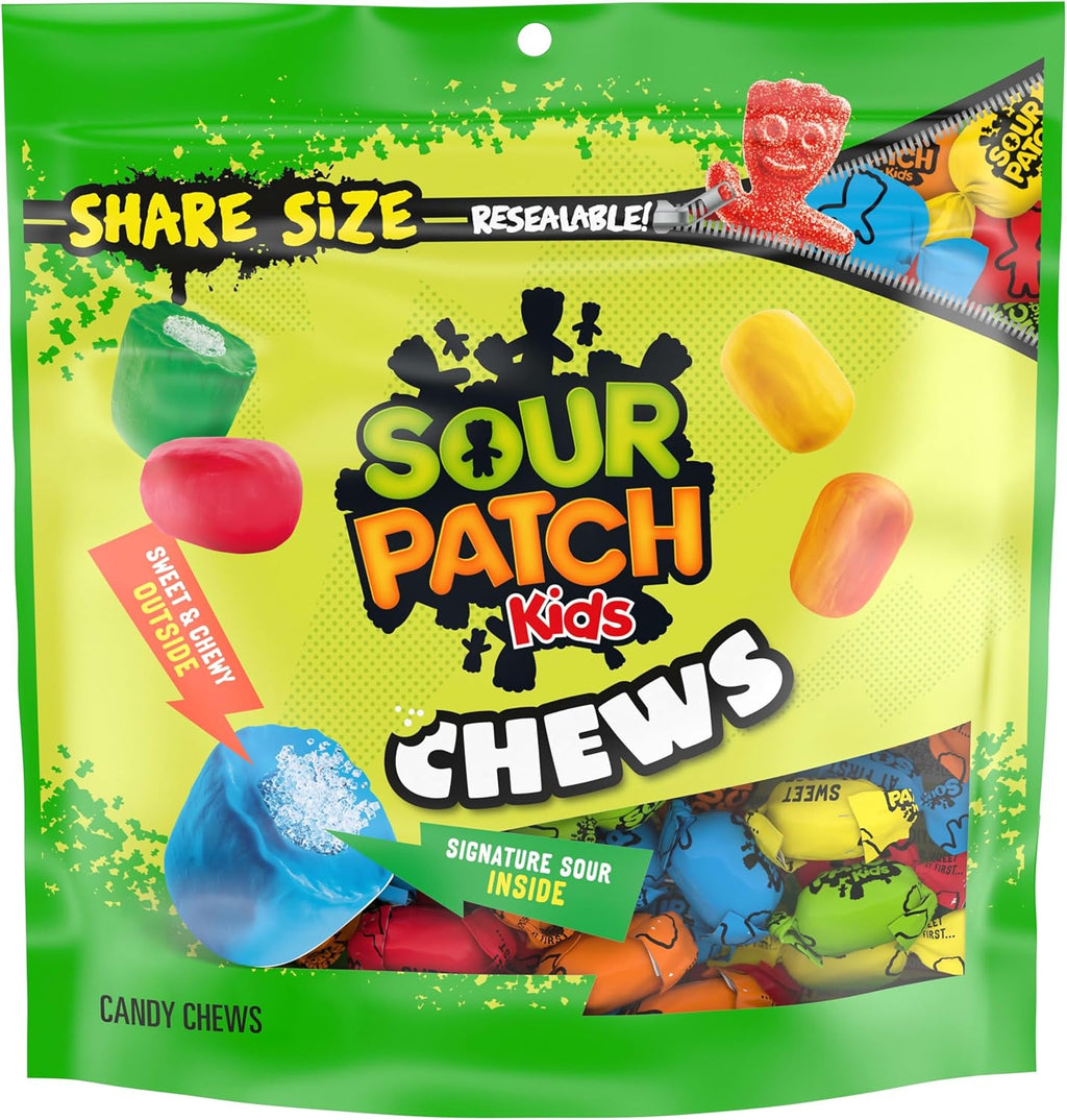 SOUR PATCH KIDS Chews Soft & Chewy Candy, Share Size, 8.12 oz