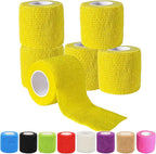 6 Pack 2 Inches Self Adhesive Wrap Bandage Self Adherent Cohesive Bandage Tape Stretch Vet Wrap Breathable Athletic Tape for Sports, Wrist, Ankle（Yellow）