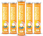 nutrazul Immune Triple Action Effervescent Tablets with Vitamin C 1000mg, Vitamin D, Zinc, Support Daily Routine, Gluten-Free, Sugar-Free, Lactose-Free, Orange Flavor, 20 Tablets (Pack of 5x20)