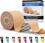 SB SOX Original Cotton Kinesiology Tape Roll – Best Latex Free Athletic Tape for Muscles/Joints – Waterproof, Stretchy, and Gentle on Skin (16ft)