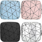 Weewooday 4 Pcs Small Quilted Makeup Bag Travel Cosmetic Makeup Bags Organizer Sanitary Napkin Storage Bag Floral Cotton Coquette Aesthetic Toiletry Bags for Women Girls(5x5x1.6inch,Classic)