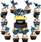 25Pcs Batman-s Birthday Party Supplies Pack Includes 1 Cake Topper 24 Cupcake Toppers for Batman-s Party Supplies