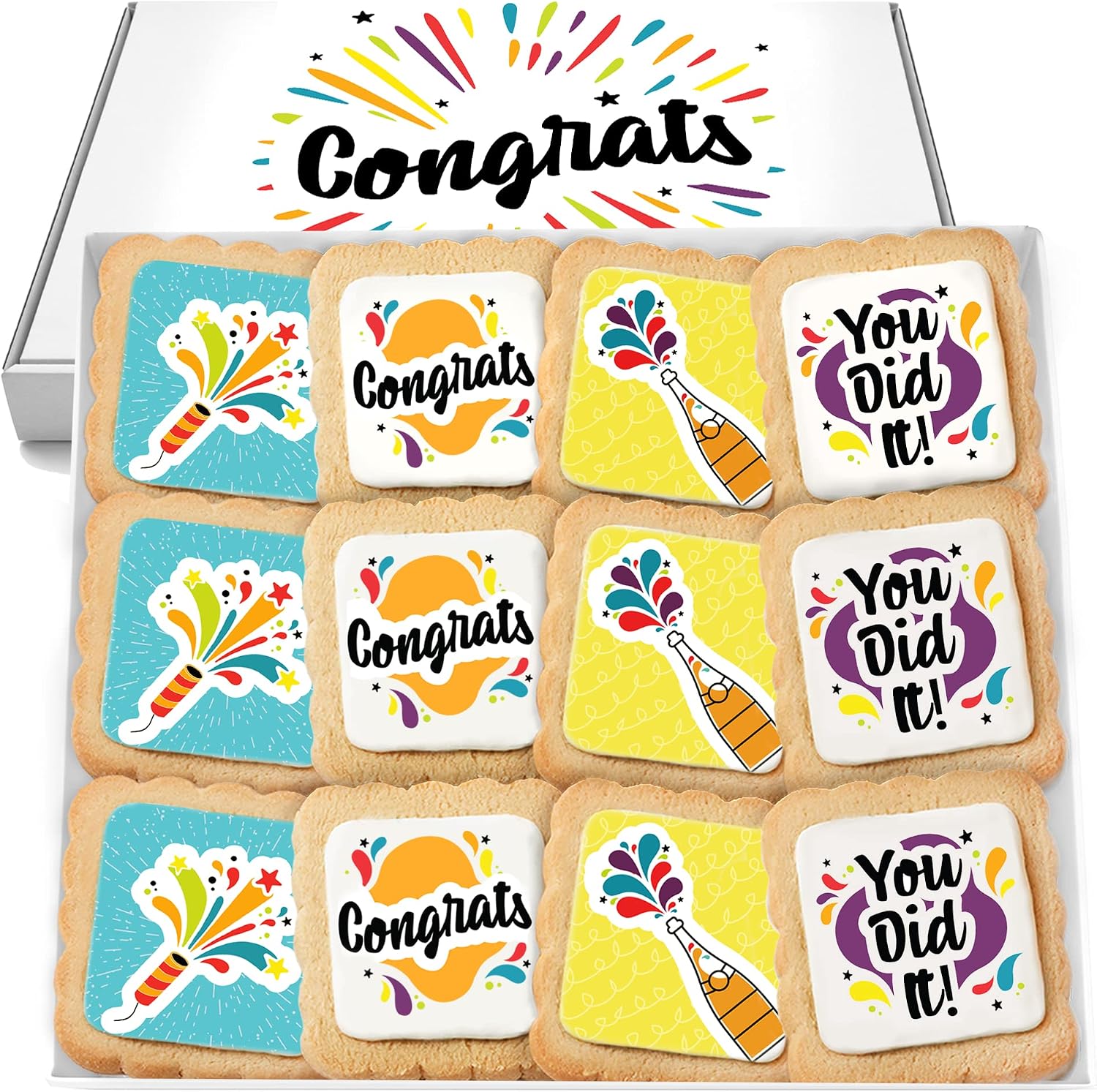 Congrats Gift Cookies Congratulations Gift Basket 12 PACK For Kids Men Women Graduation Friend | Nut Free | Kosher