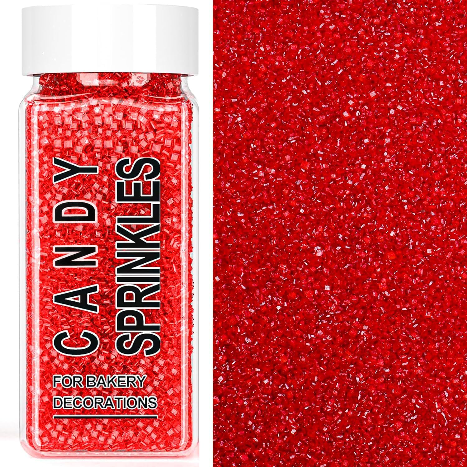 Red Sanding Sugar Sprinkles, 4.6 oz Edible Sparkling Sugar Crystals for Baking Topping, Cupcakes, Cookies, Ice Cream & Cake Decorating, Wedding Party Valentines Christmas Supplies