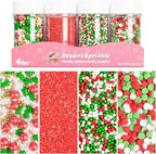 Twisweet Christmas Sprinkles 12oz, Red Green White Sprinkle for Cake Decorating, Edible Christmas Tree Sugar Sprinkles for Baking, Candy Pearls Mix, Cake Topper Ice Cream Cupcake Cookie Toppings Dessert Festival Decorations