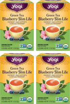Yogi Tea - Green Tea Blueberry Slim Life (4 Pack) - Energizes and Supports a Dieting Program with Garcinia Cambogia - Contains Caffeine - 64 Organic Tea Bags