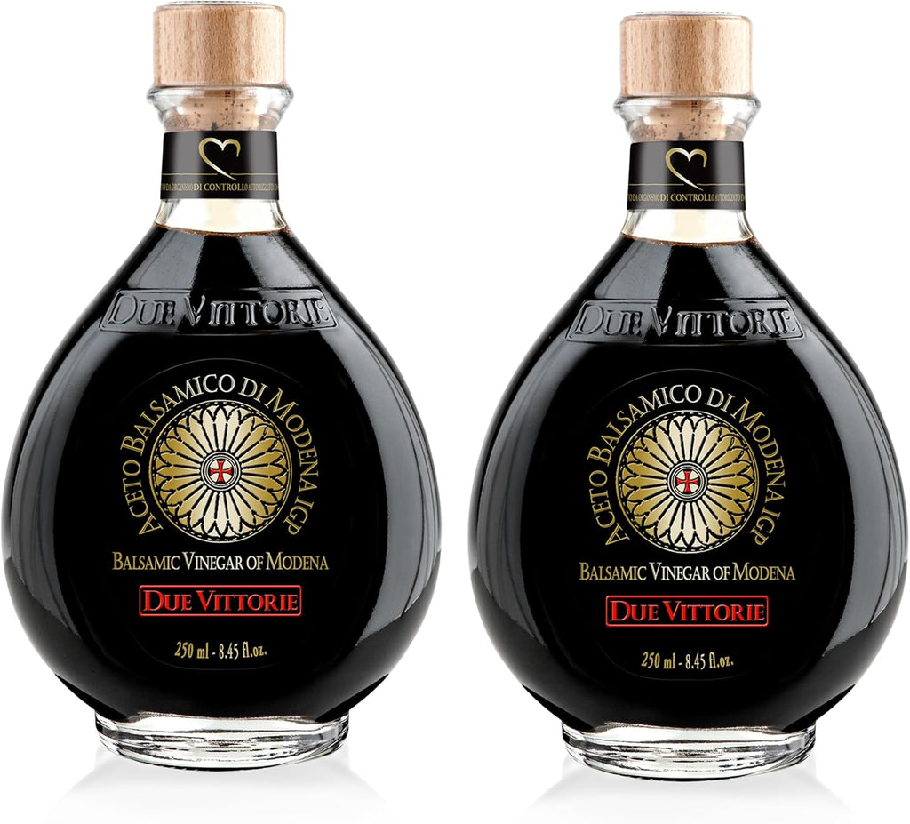 Due Vittorie Oro Gold, Barrel Aged Balsamic Vinegar of Modena IGP, All-Natural, Extra Dense Premium Vinegar Aceto Balsamico di Modena IGP Italy - 8.45fl oz / 250ml - Pack of 2