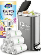 2.6 Gallon 150 Counts Small Trash Bags Garbage Bags by Teivio, Bathroom Trash Can Bin Liners, Small Plastic Bags for home office kitchen, Clear
