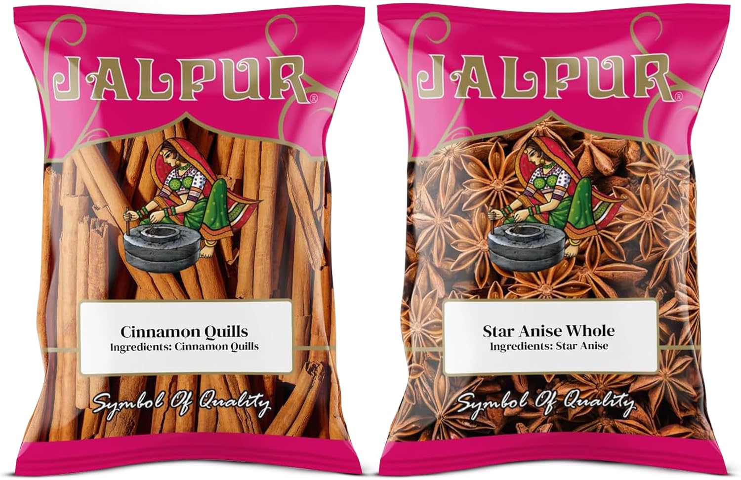 Jalpur Millers Spice Combo Pack - Cinnamon Quills 100g - Star Anise 100g (2 Pack)