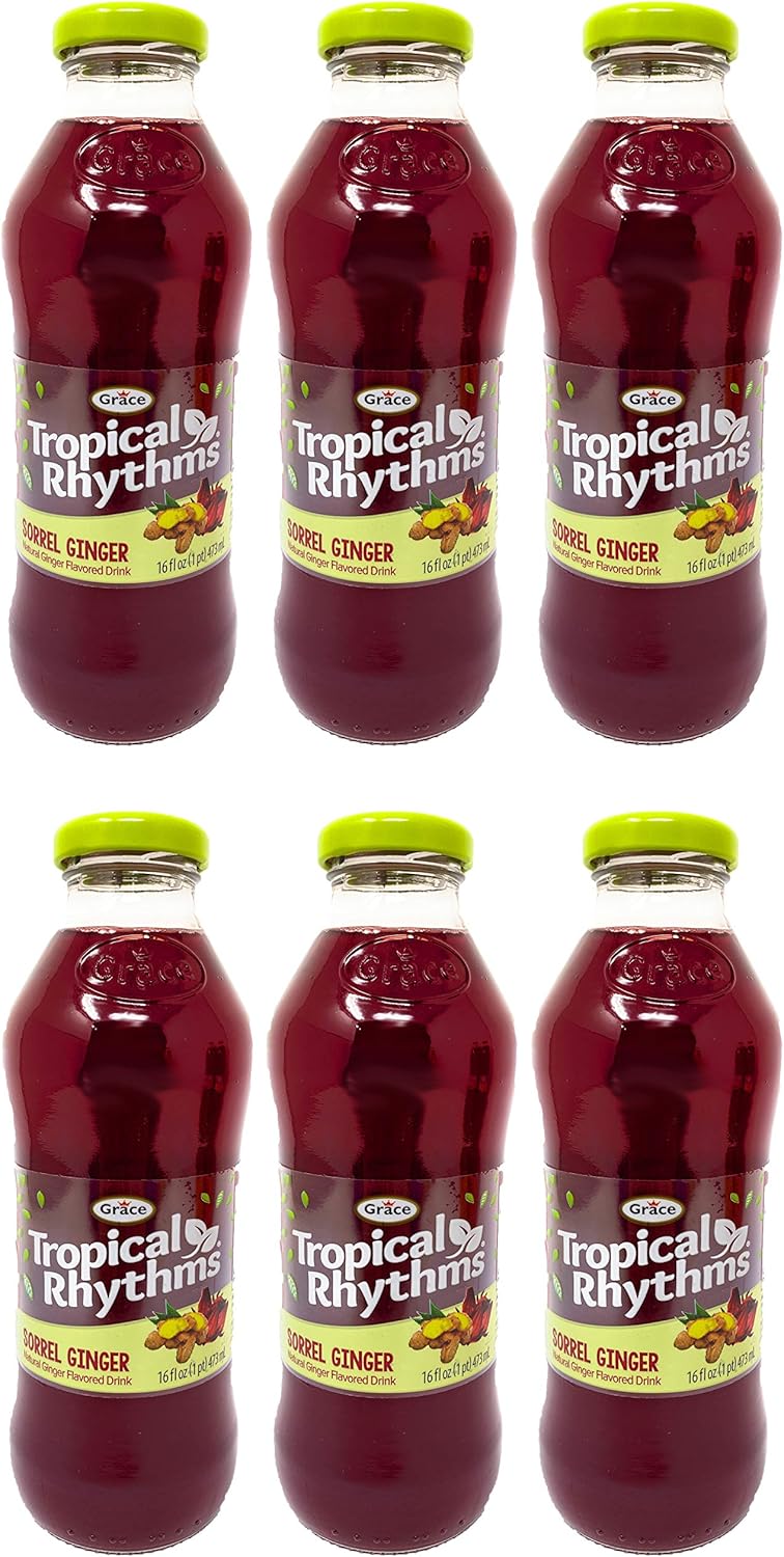 Grace Tropical Rhythms Sorrel Ginger Jamaican Fruit Juice 16oz, 6 Pack