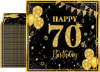 40PCS 70th Birthday Napkins Disposable Paper Napkins Black and Gold Party Decorations Tableware for 70th Birthday Decorations for Men Women for 70th Anniversary Birthday Wedding Party Supplies