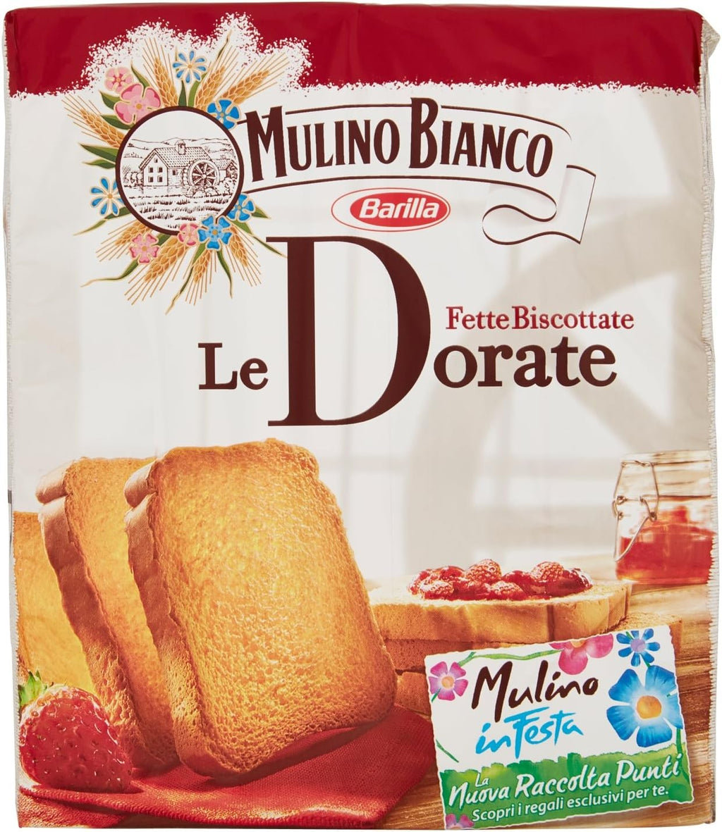 Mulino Bianco: " Le Dorate " Fette Biscottate 36 count - Golden Rusks. Italian Toast - 11.11 Oz (315g) Pack of 2