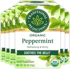 Traditional Medicinals Tea, Organic Peppermint, Soothes Your Belly, Refreshing & Minty, 96 Tea Bags (6 Pack)