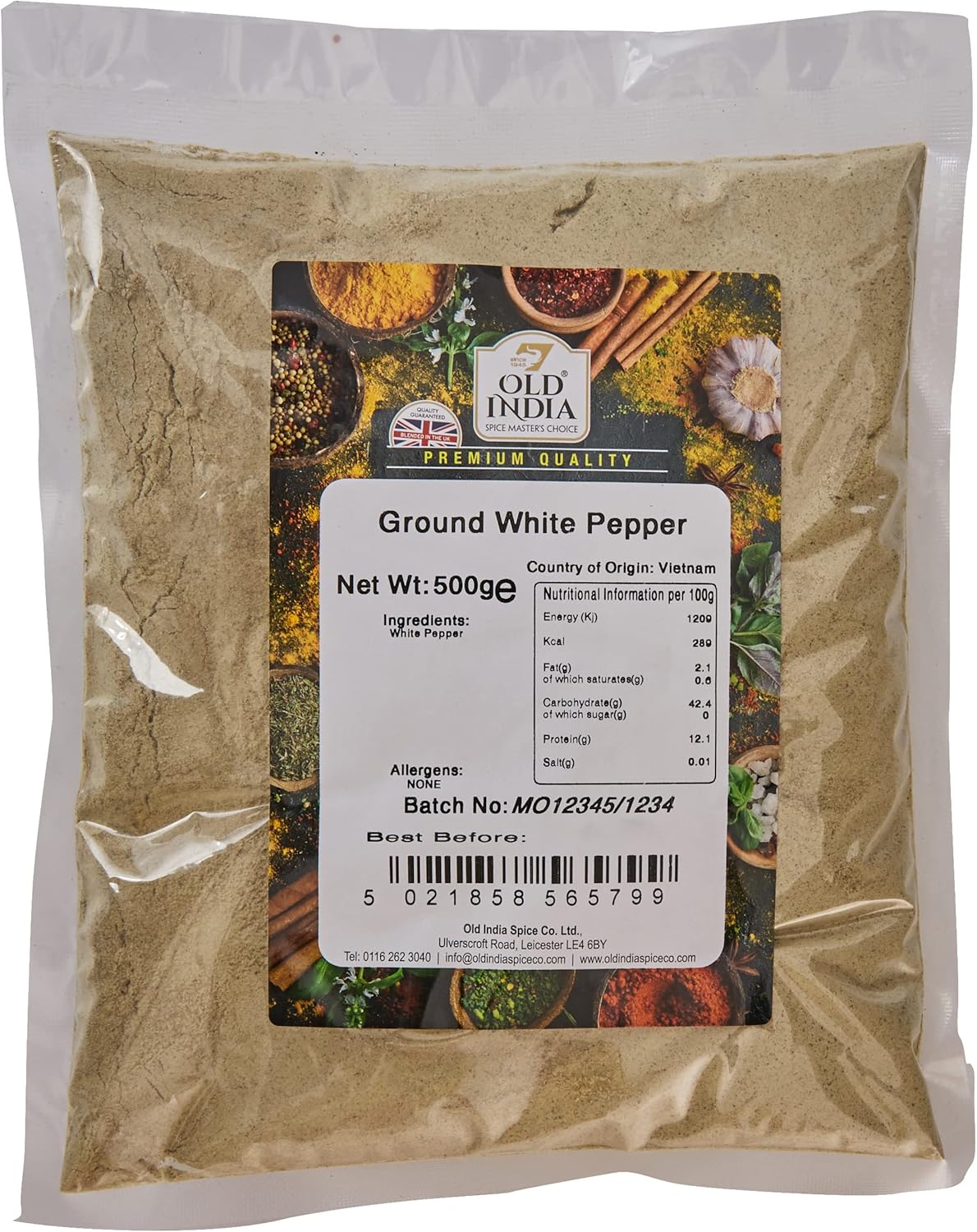 Old India Ground White Pepper 500 g