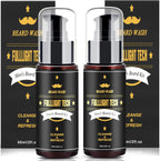 FULLLIGHT TECH Men's 2 Pack Beard Care Kit - Argan Oil & Jojoba Oils Shampoo, Rosemary Extract for Clean, Moisturizing and Nourishing Mustache & Beard Growth