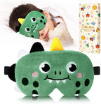 Sleep Mask for Kids - Cute Cartoon Plush Fuffy Sleeping Eye Cover Green Dinosaur Kawaii Soft Eyeshade with Adjustable Strap Animal Eye Blindfold for Kids Girls Boys Teens