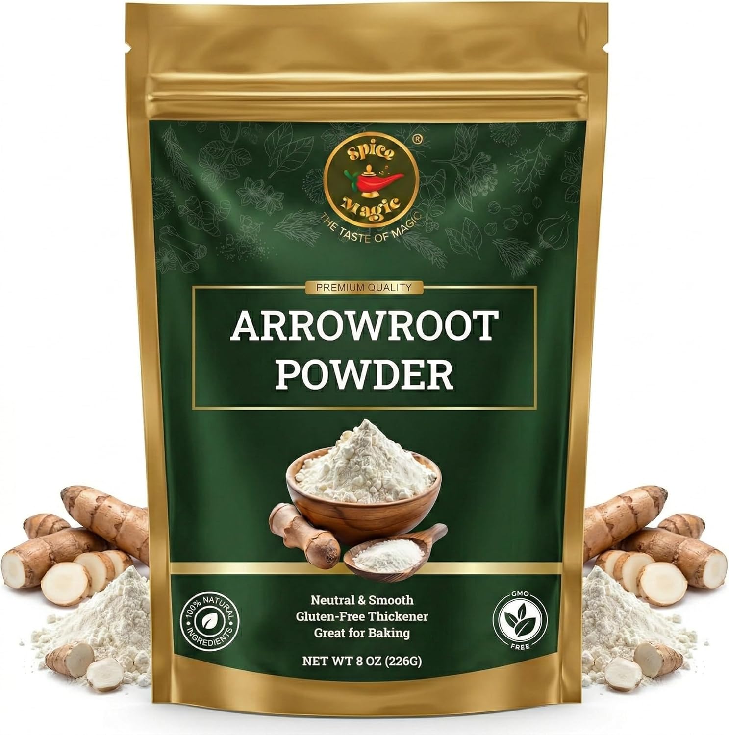 Spice Magic Arrowroot Powder 8 oz (226 g) | Premium Gluten-Free Thickener | Ideal for Sauces, Gravies, Baking & Soups | Cornstarch Substitute
