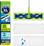 Swiffer Sweep + Mop XL, Broom & Mop Alternative, Floor Cleaner for Dirt, Dust, Hair, All Purpose Cleaning Tool for Home, Bathroom, Kitchen, Set Includes 1 XL Sweeper 8 XL Dry Pads 2 XL Wet Pads Fresh