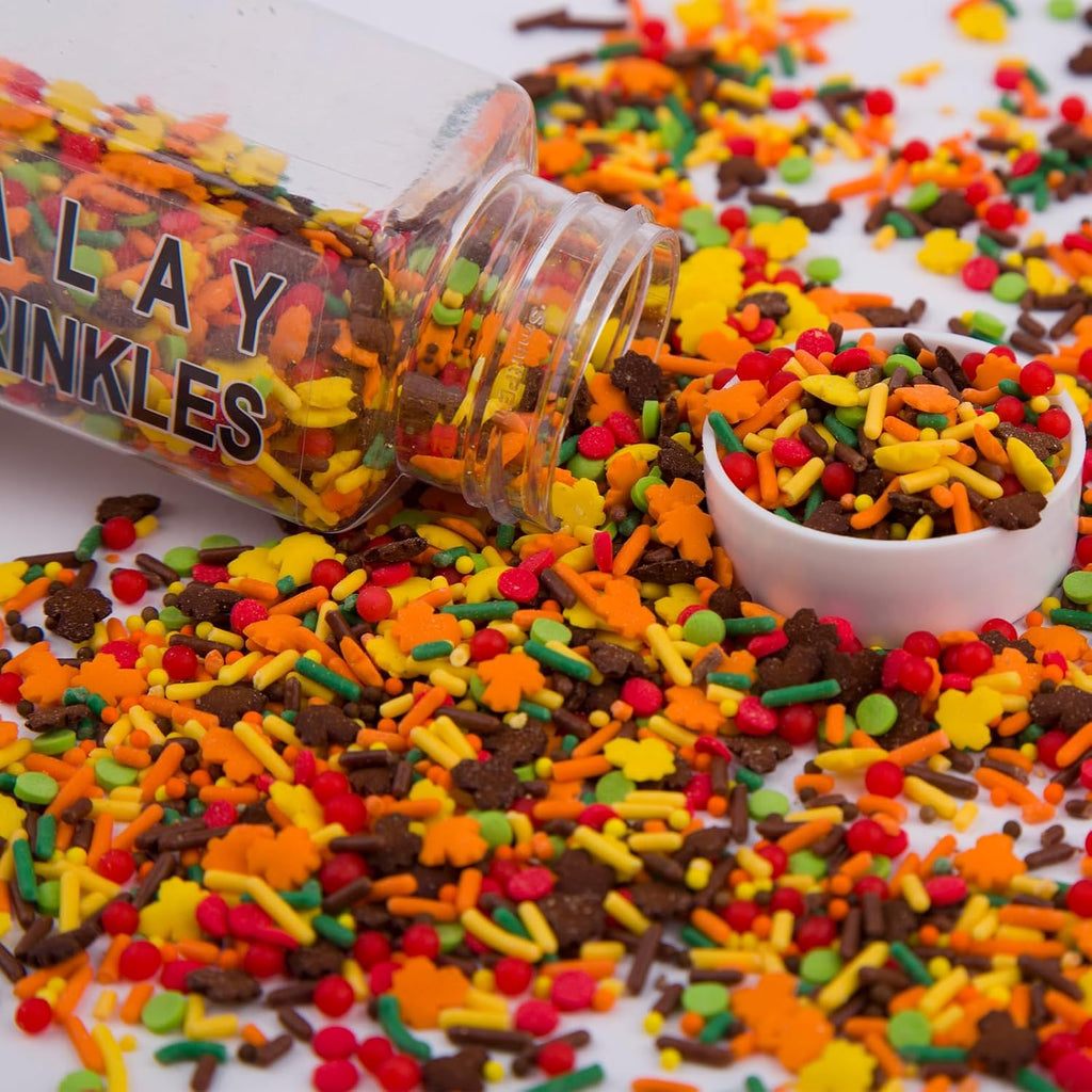 Homipooty Edible Fall Maple Leaf Sprinkles-100g/3.52oz-Thanksgiving Pearl Sugar Sprinkles for Cake Decorations -Autumn Sprinkles for Cupcakes Topper, Cookies, Ice Cream,Donut Jimmies Quins.