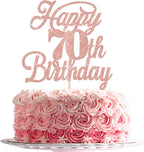 Rsstarxi 1 Pack Happy 70th Birthday Cake Topper Glitter 70 & Fabulous Cheers to 70 Years Old 70th Birthday Cake Pick for Celebrating 70th Birthday Anniversary Party Cake Decorations Supplies Rose Gold
