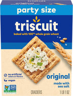 Triscuit Original Whole Grain Wheat Crackers, Vegan Crackers, Healthy Snacks, Lunch Snacks, Party Size, 17 oz