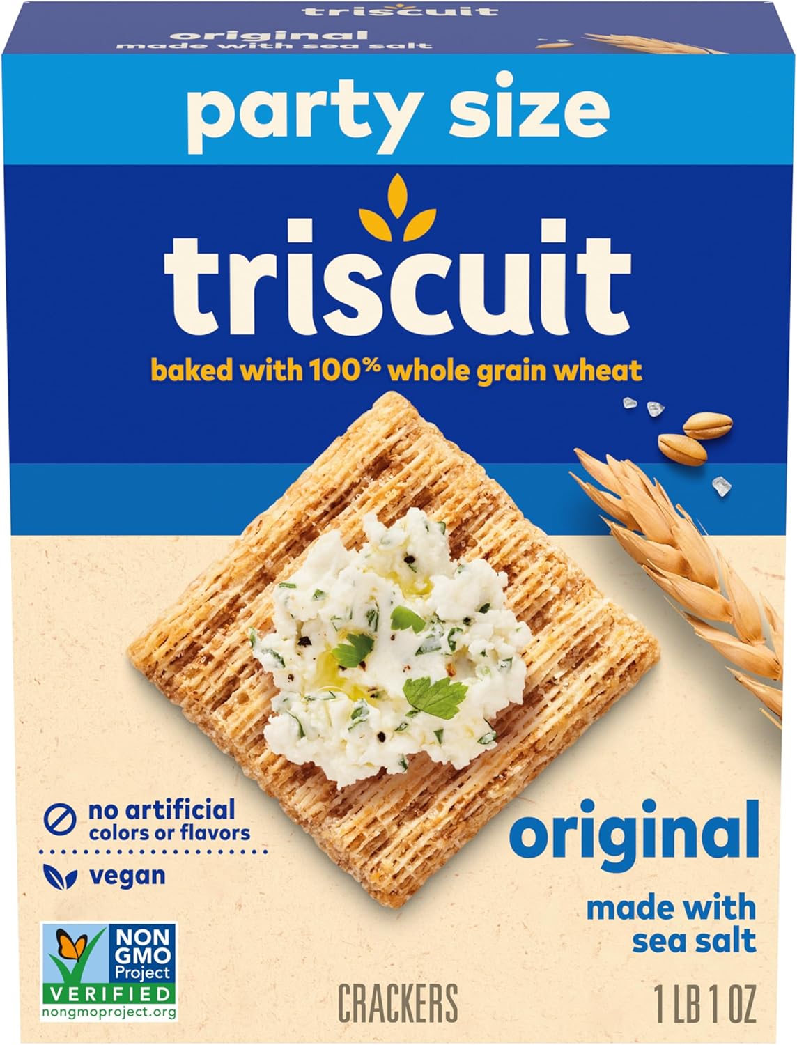 Triscuit Original Whole Grain Wheat Crackers, Vegan Crackers, Healthy Snacks, Lunch Snacks, Party Size, 17 oz