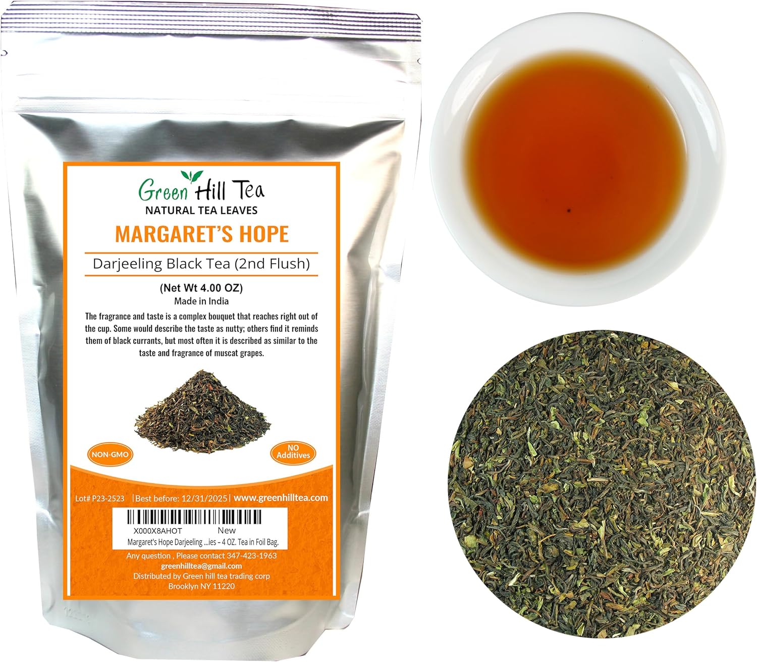 Greenhilltea - Darjeeling Margaret's Hope (TGFOP) Second Flush - Premium Loose Leaves Black Tea From Himalayas- Medium Caffeine-Mellow and aromatic with muscatel notes – 4 OZ. Tea in Foil Bag.