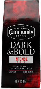 Community Coffee Dark & Bold Intense Blend, Dark Roast Ground Coffee, 12 Ounce Bag (Pack of 1)