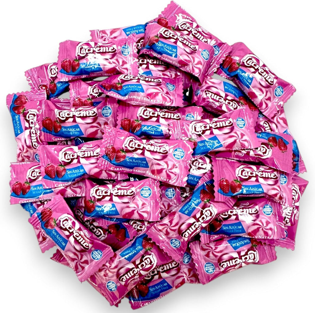 La Creme Sugar Free Strawberry & Cream Candy – 1 lb Luxuriously Tangy Strawberry Cream Flavor-Guilt-Free, Individually Wrapped-Ideal Diabetic Candy, Gluten Free(16 oz)