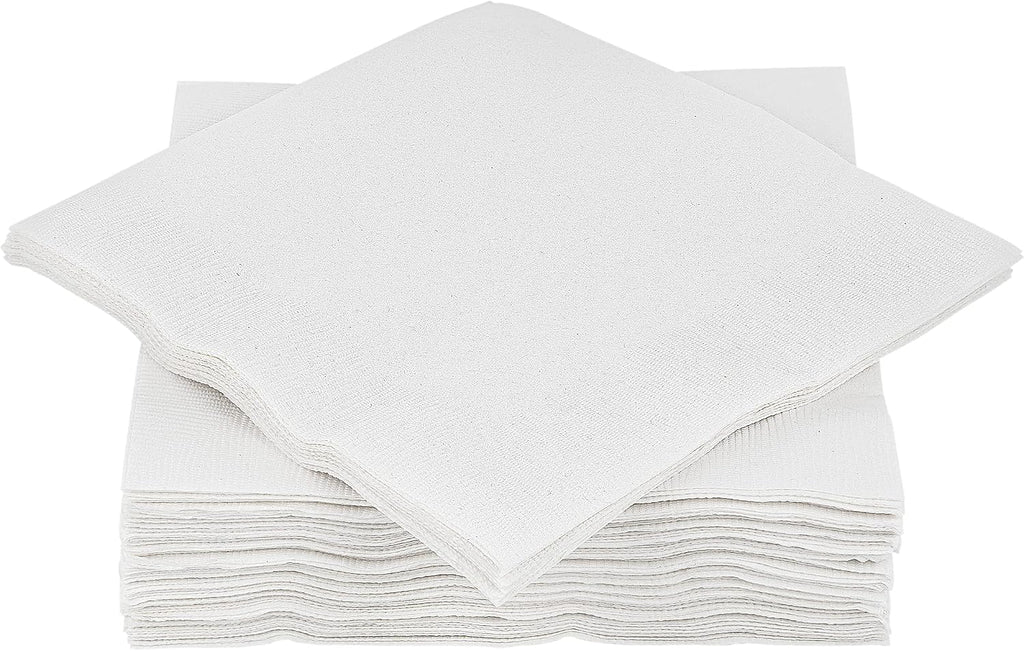 Amcrate Big Party Pack 40 Count White Dinner Napkins Tableware- Ideal for Wedding, Party, Birthday, Dinner, Lunch, Cocktails. (7” x 7”)
