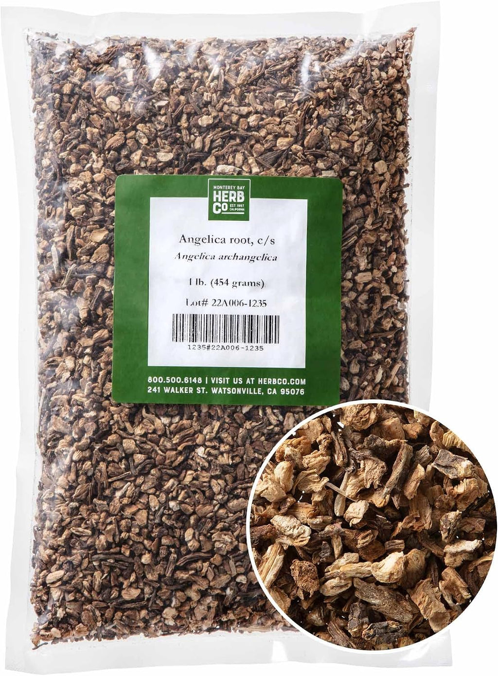 Angelica Root Cut & Sifted, by Herb Co, Premium Dried Angel of Herbs for Baking, Tea Blends & Cooking - Warm Celery-Licorice Flavor 1 lb