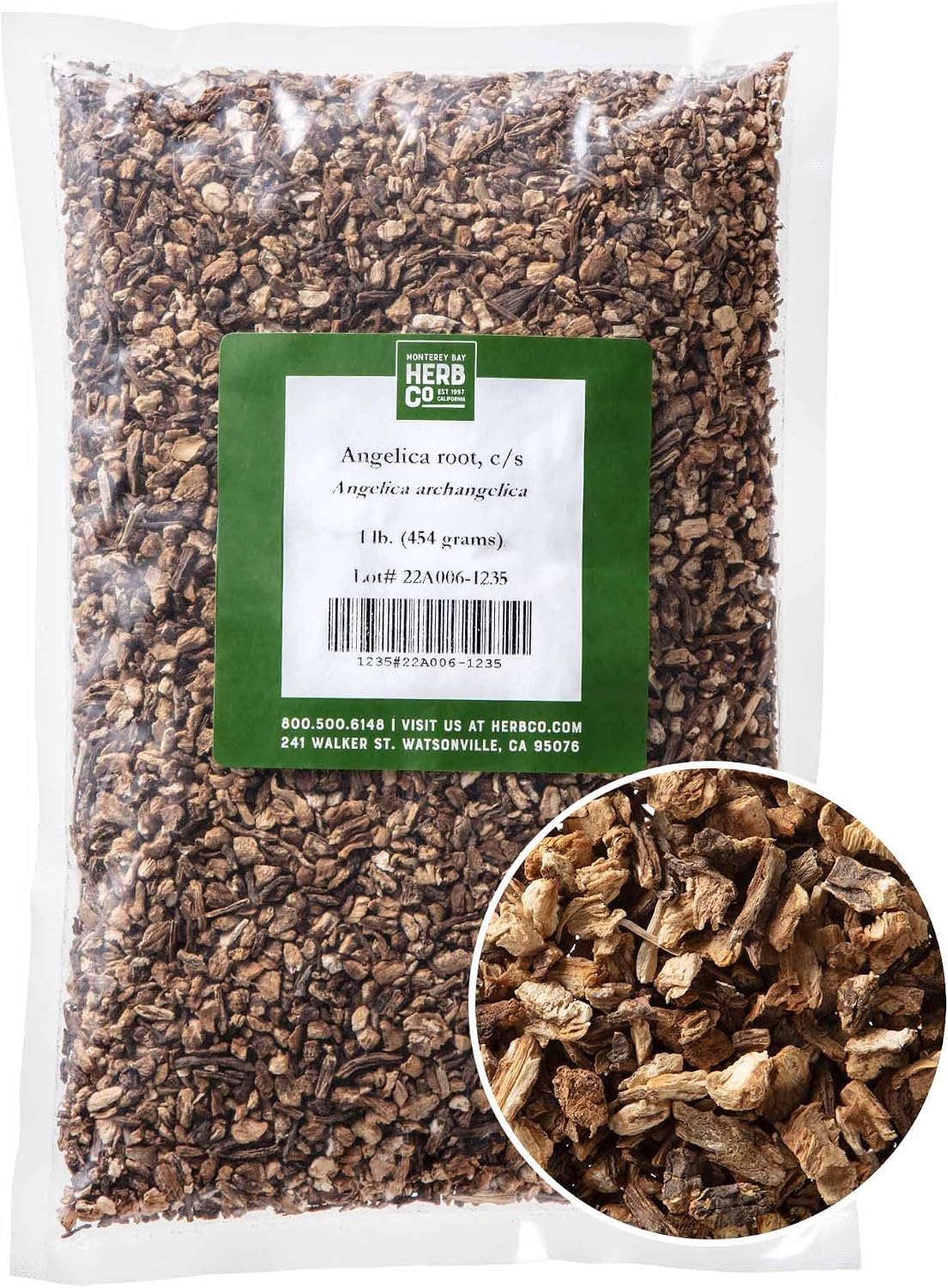 Angelica Root Cut & Sifted, by Herb Co, Premium Dried Angel of Herbs for Baking, Tea Blends & Cooking - Warm Celery-Licorice Flavor 1 lb