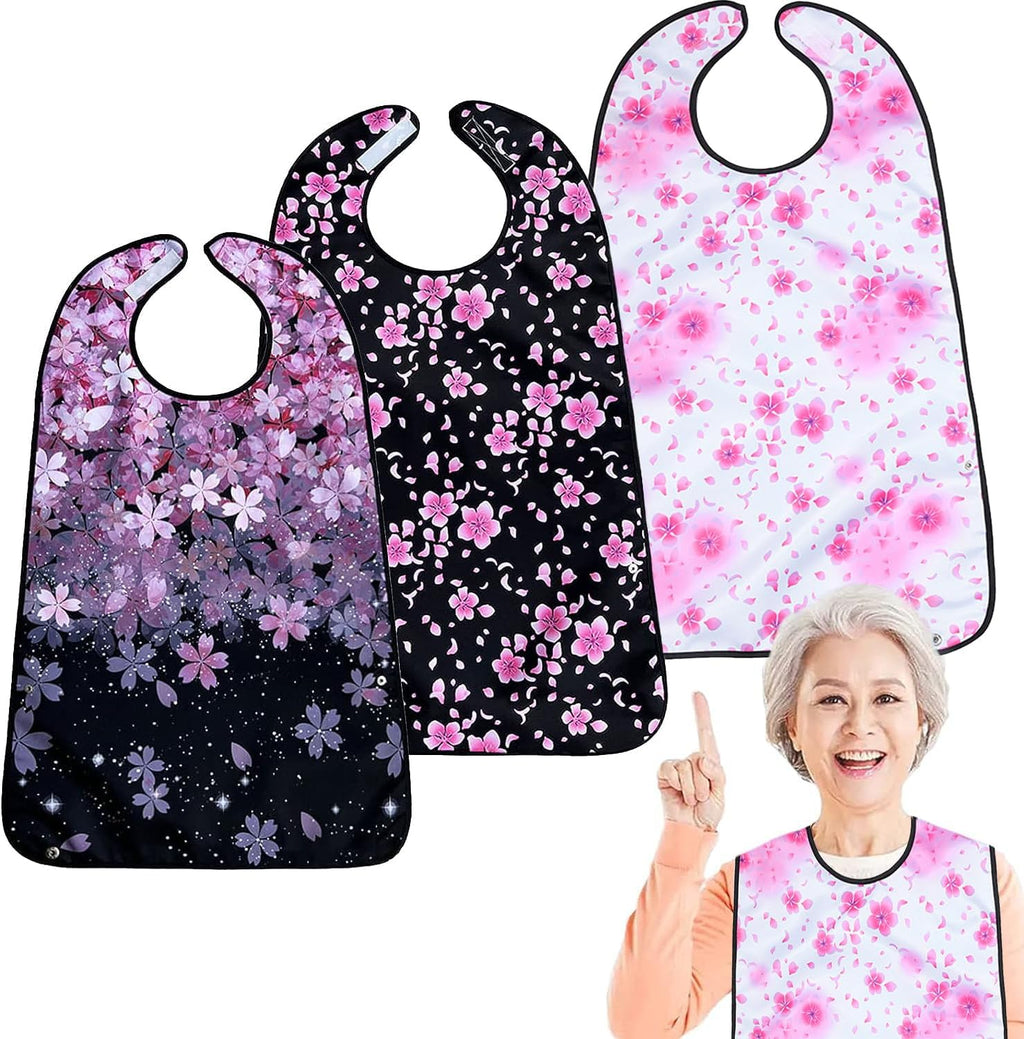 VOPHIA Adult Bibs for Women Washable Bib Reusable Waterproof Clothing Protector with Optional Crumb Catcher